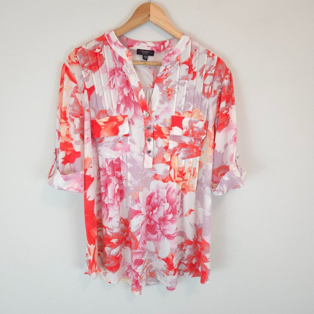 Cocomo Women's Floral Print Pintuck Blouse